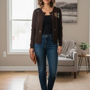 Nicole Miller Dark Brown Knit Top